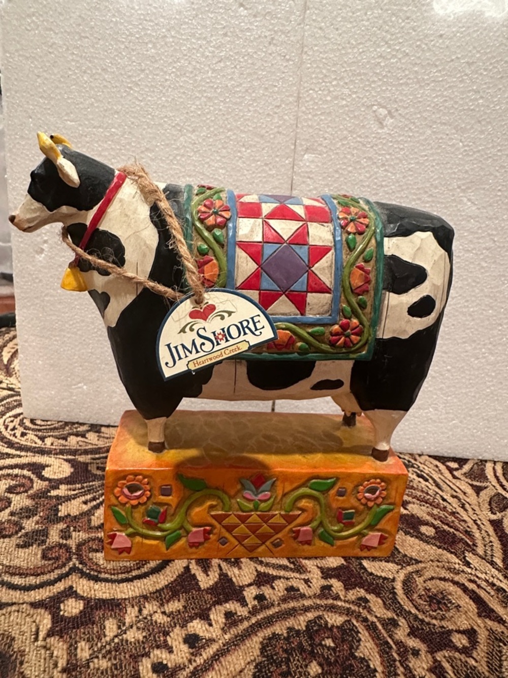 Jim Shore Black and White Cow Figurine with  “A Grand Tradition”